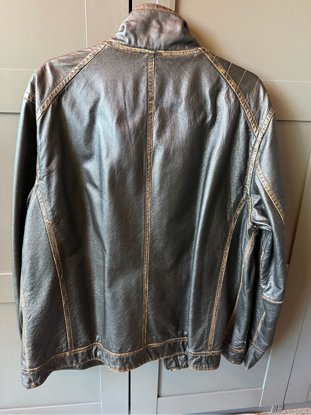 The Territory Ahead Distressed Brown Leather Bomber Jacket L men’s - Picture 9 of 12